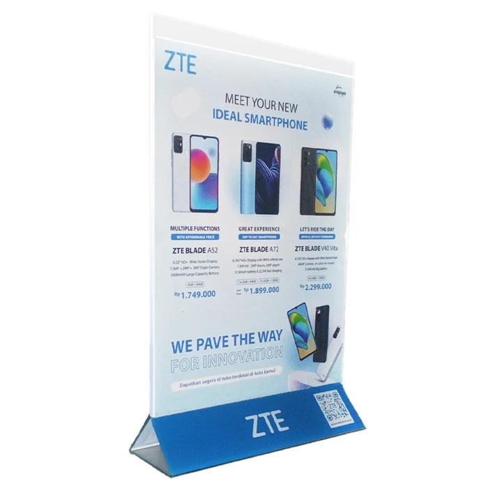 Display Triangular Automontable ZTE Acrylic Tabletop Retail Display Stand – Triangular Base Design ...