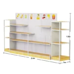 Double-Sided Wood Grain Melamine Panel Island Rack - Farmhouse-Style Central Display for Grocery Stores - Image 3