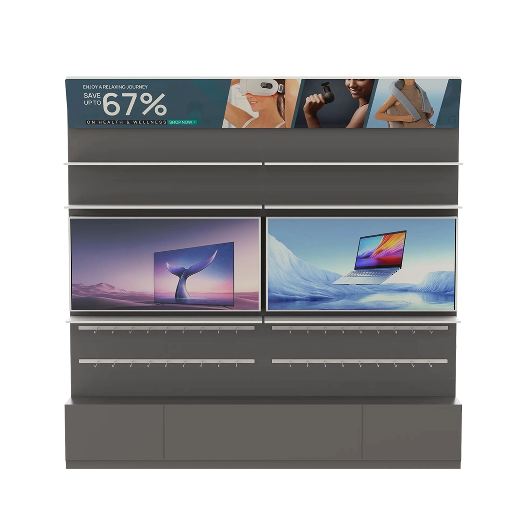 Metal Wall Combination Cabinet for 3C Retail - Electronics Display Shelving Unit with Steel Frame Metal Wall Combination Cabinet for 3C Retail - Electronics Display Shelving Unit with Steel Frame - Image 1