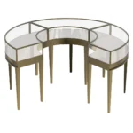 Premium Tempered Glass Round Showcase - Jewelry & Watch Display Counter for High-End Stores