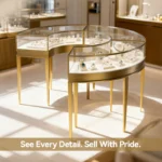Premium Tempered Glass Round Showcase - Jewelry & Watch Display Counter for High-End Stores - Image 2
