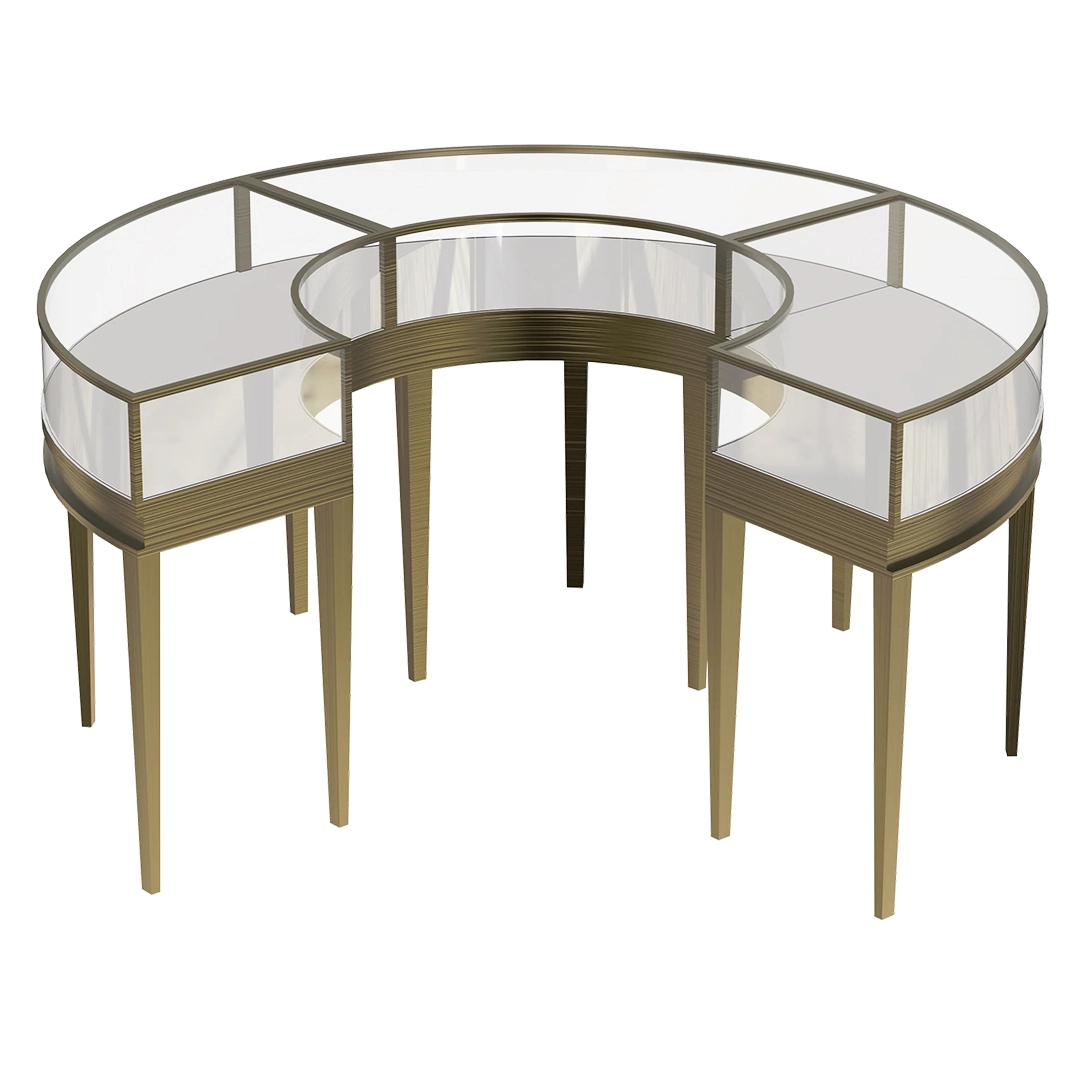 Premium Tempered Glass Round Showcase - Jewelry & Watch Display Counter for High-End Stores Premium Tempered Glass Round Showcase - Jewelry & Watch Display Counter for High-End Stores - Image 1
