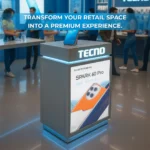TECNO Professional Interactive Device Showcase Desk with Integrated Lighting & Display Panels - Image 2