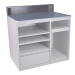 Contemporary Retail Cashier Counter with Multi Storage System - Integrated Shelving & Drawer