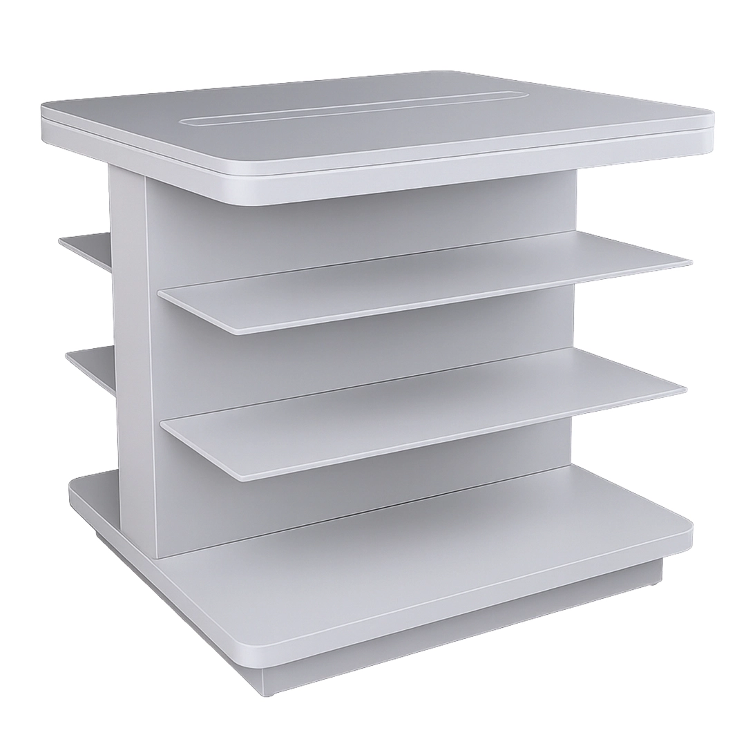 Premium Central Retail Display Table with Multi Level Shelves Premium Central Retail Display Table with Multi Level Shelves - Image 1