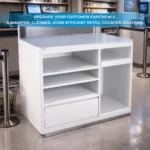 Contemporary Retail Cashier Counter with Multi Storage System - Integrated Shelving & Drawer - Image 2