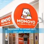 Momoyo Premium Round LED Lightbox Sign – Side Mounted Brand Signage System - Image 2