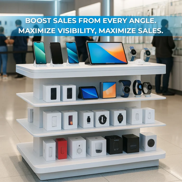 Premium Central Retail Display Table with Multi Level Shelves - CERES ...