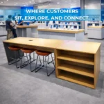 Vivo Retail Experience Table with Seating & Storage Shelves System - Image 2