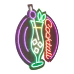 Bar LED neon flex signage mounted on clear acrylic backing