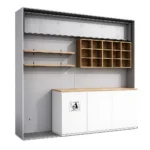 modern office pantry cabinet with display shelves and storage system