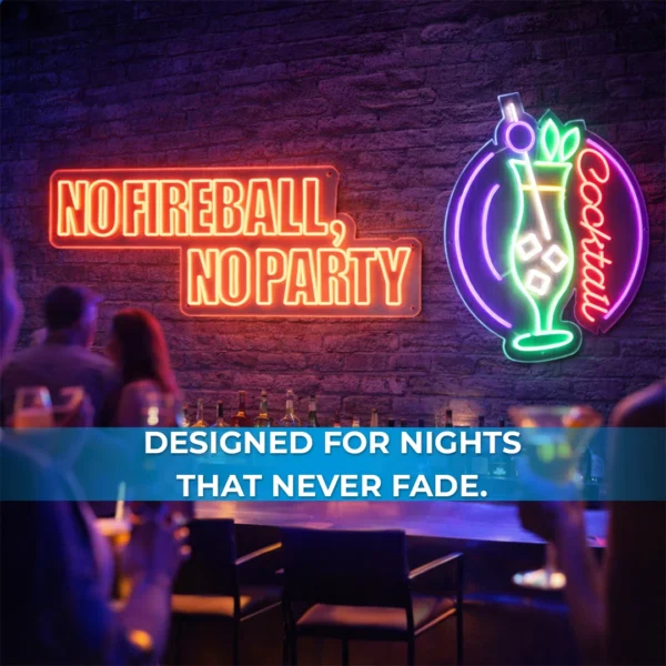 LED neon flex signage installed in modern bar interior