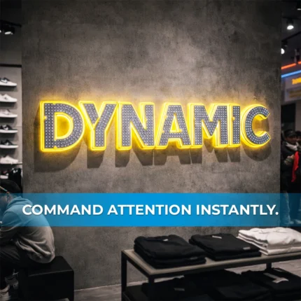 LED illuminated letters signage installed on modern retail storefront