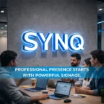 custom LED channel letter sign installed on modern company