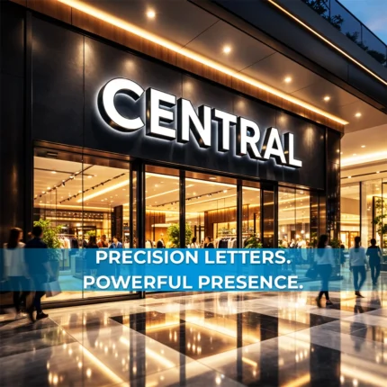 premium LED channel letter signage installed on central mall storefront