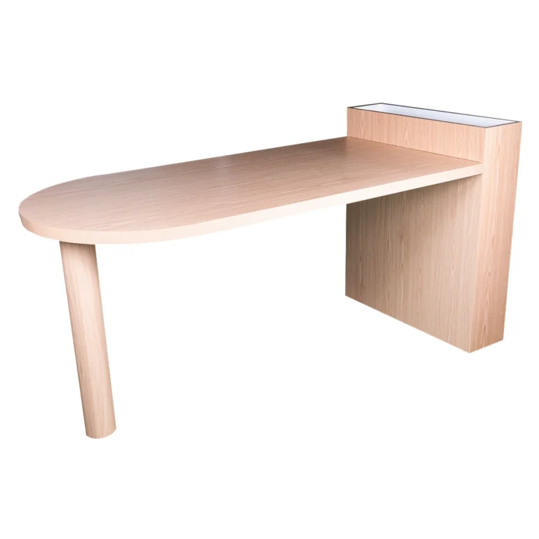 Contemporary oval office work desk with curved wooden design for Omoway workspaces