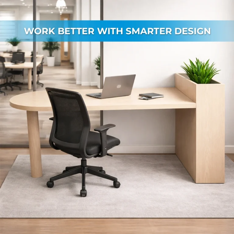 Contemporary oval office work desk installed in Omoway modern office workspace environment