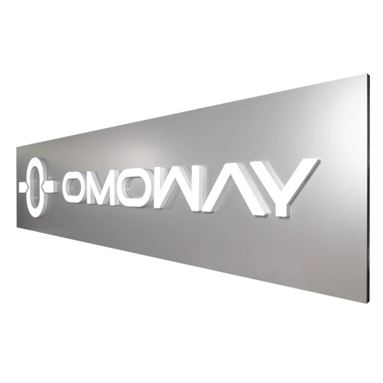 OMOWAY LED logo light box sign with backlit acrylic and 3D lettering