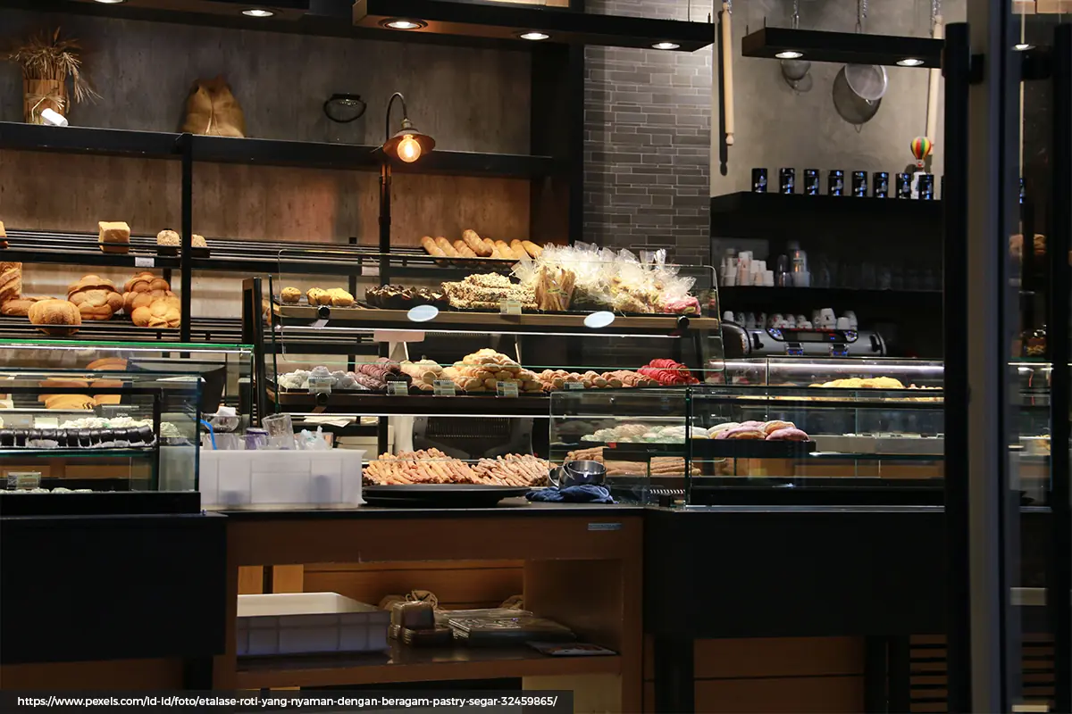 pabrik produsen produksi display showcase toko roti, kue, makanan, dan resto custom Ceres Display Art Indonesia