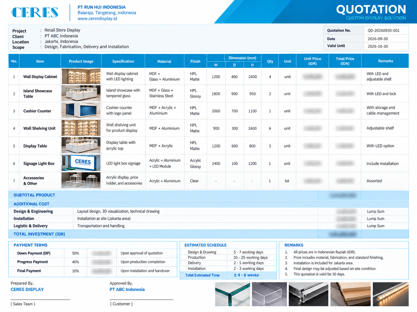 Material Selection & Quotation